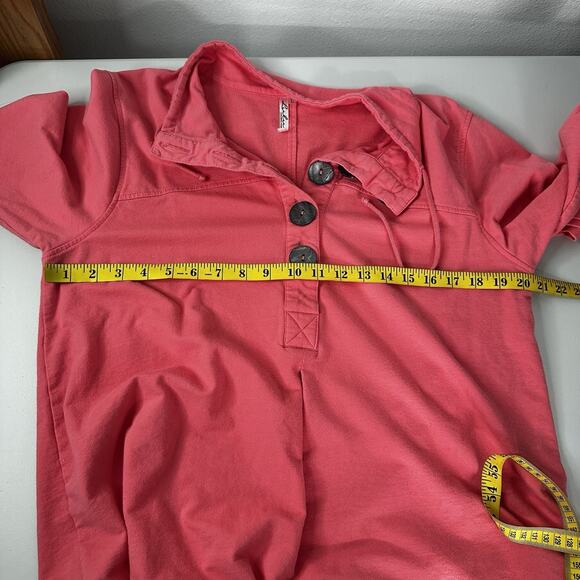 Lulu B Sweatshirt Womens Large Pink Button Popover Beachy Buttons Boxy - Picture 8 of 10
